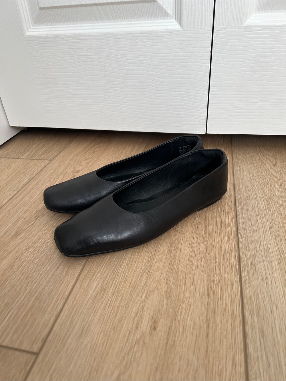 Clarks Black Square-Toe Leather Ballet Flats